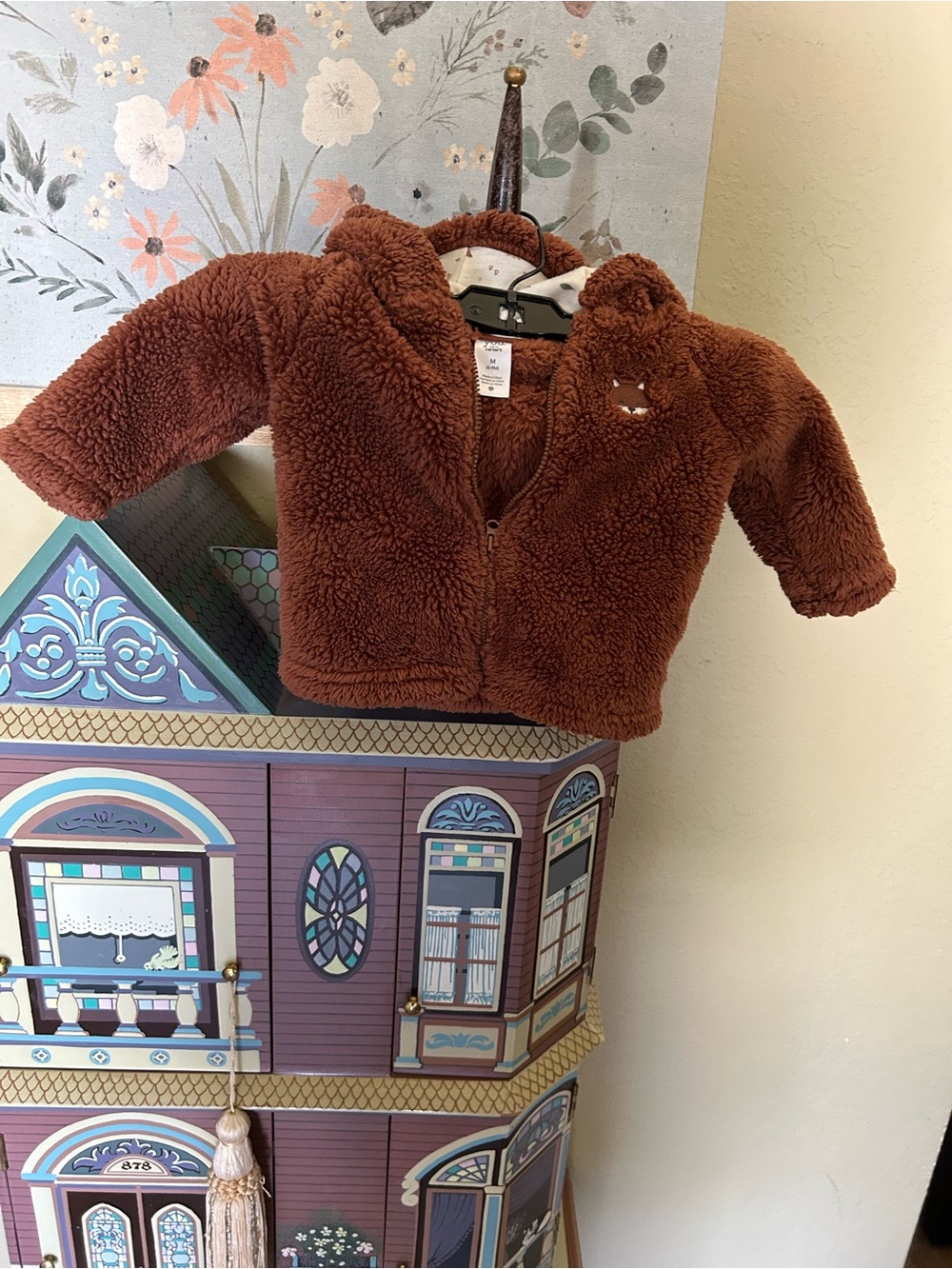 Carter's Brown Teddy Puffer Jacket with Hood and Ear Detail